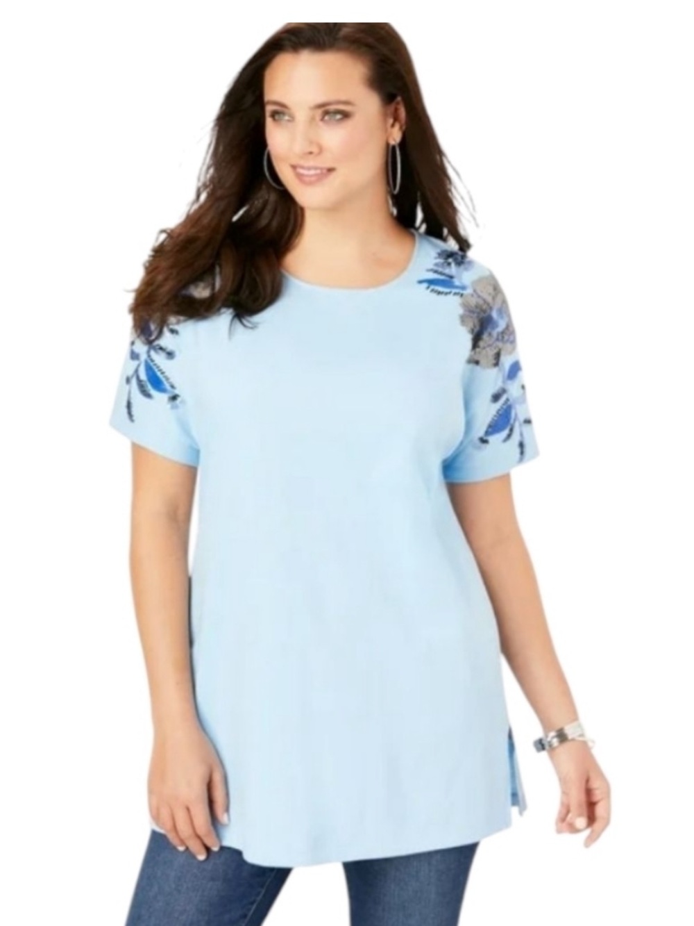 Roamans Floral Embellished Sequin Oversized Tunic - Size 22/24